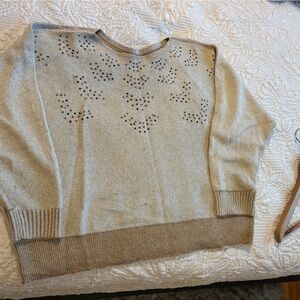 NIC+ZOE Beige Sweater with Cutout Pattern